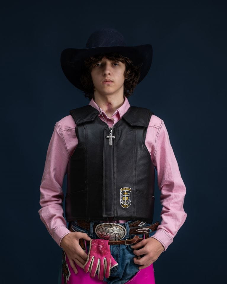 Cayson Hall wearing cowboy hat.