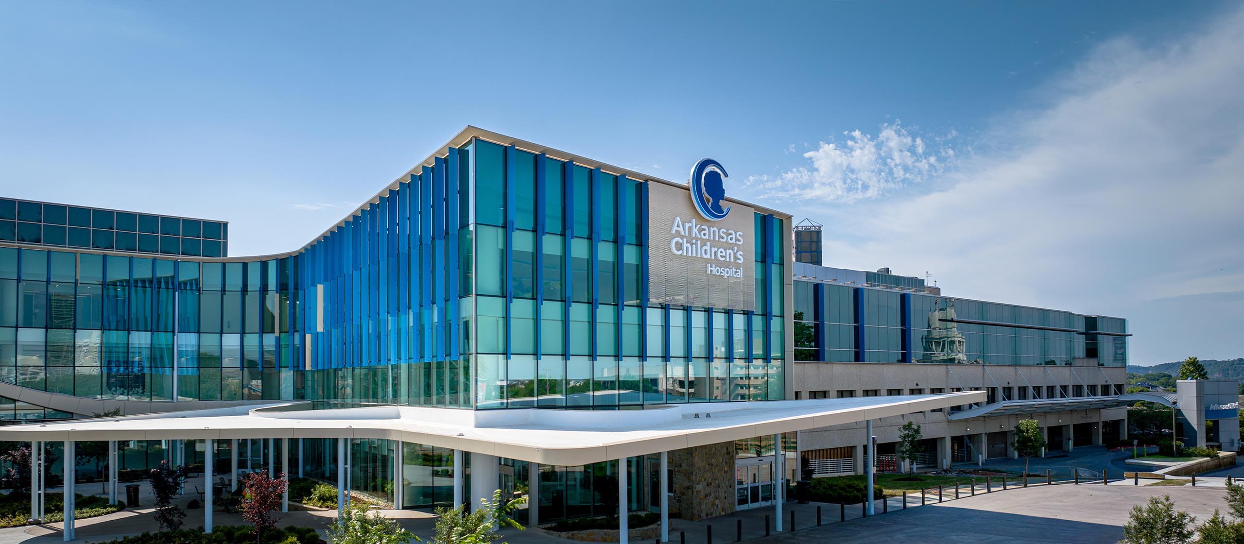 Exterior of Arkansas Children's Hospital Entrance.